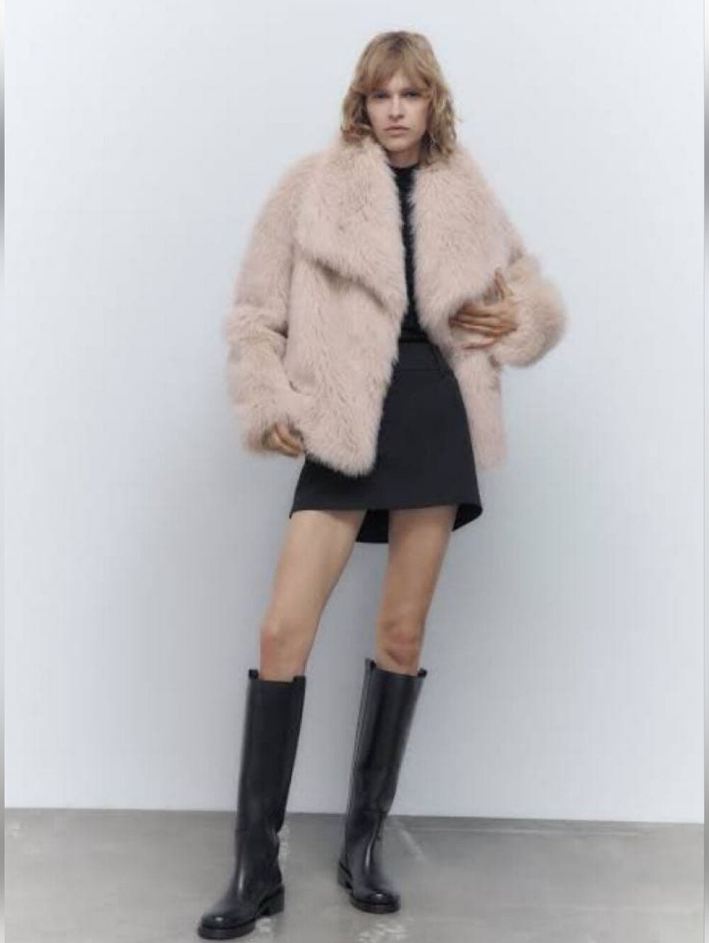 Zara Faux Fur Coat in Cream Size L - Picture 10 of 13